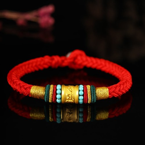 Tibet Gold Om Mani Padme Hum Eight Thread Bracelet