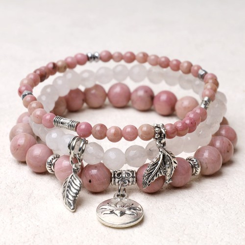 3PCS Natural Quartz Crystal Lotus Healing Bracelet 3PCS Natural Quartz Crystal Lotus Healing Bracelet