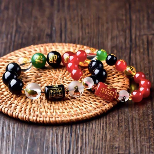 Chinese Zodiac Feng Shui Obsidian Wealth Bracelet