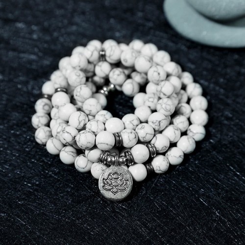 White Turquoise Lotus Healing Bracelet White Turquoise Lotus Healing Bracelet