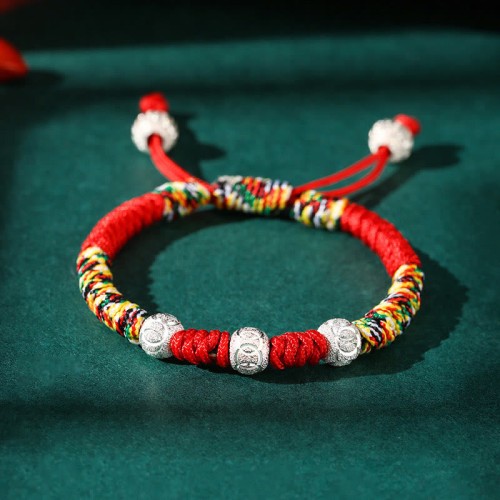 925 Silver King Kong Knot Multicolored String Strength Bracelet