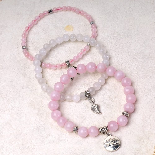 3PCS Natural Quartz Crystal Lotus Healing Bracelet 3PCS Natural Quartz Crystal Lotus Healing Bracelet