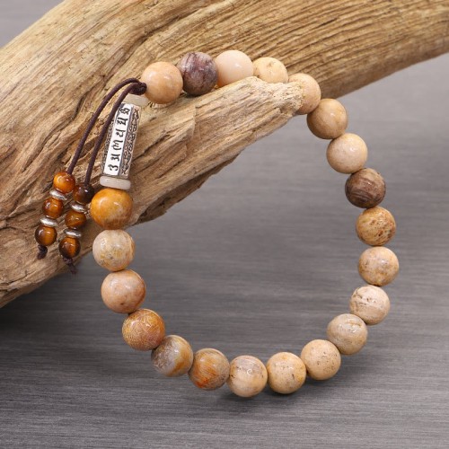 Weathered Stone Om Mani Padme Hum Bracelet