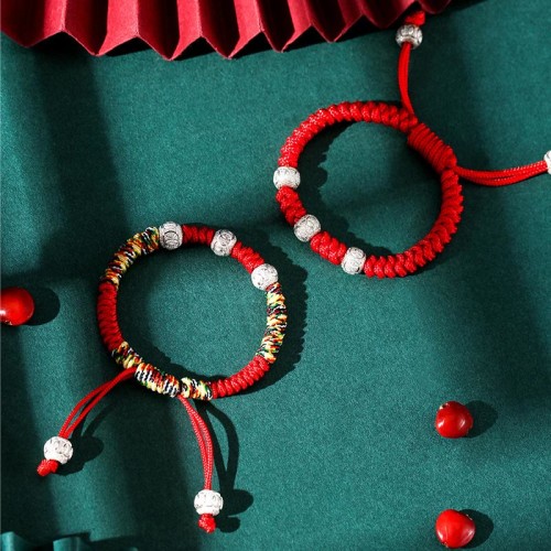925 Silver King Kong Knot Multicolored String Strength Bracelet