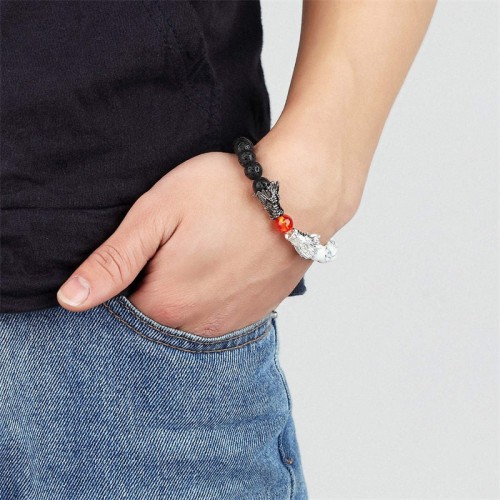 White Turquoise Lava Rock Dragon Blessing Bracelet White Turquoise Lava Rock Dragon Blessing Bracelet