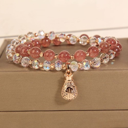 Strawberry Quartz Money Bag Positive Bracelet