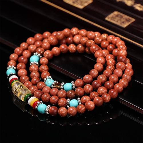 108 Beads Goldstone Om Mani Padme Hum Bracelet 108 Beads Goldstone Om Mani Padme Hum Bracelet
