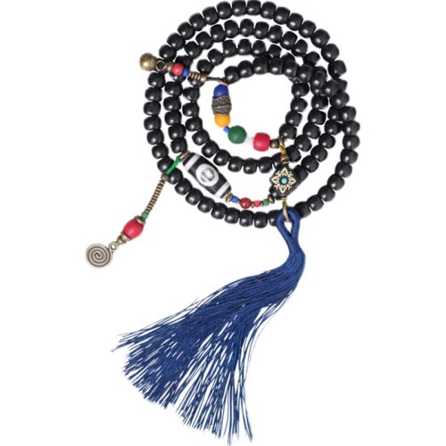 108 Beads Ebony Wood Dzi Bead Balance Bracelet 108 Beads Ebony Wood Dzi Bead Balance Bracelet
