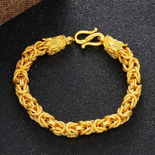 24K Gold Plated Double-Headed Dragon Protection Bracelet 24K Gold Plated Double-Headed Dragon Protection Bracelet