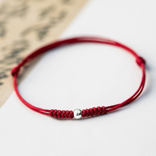 925 Silver Luck Bead Red String Braided Bracelet 925 Silver Luck Bead Red String Braided Bracelet