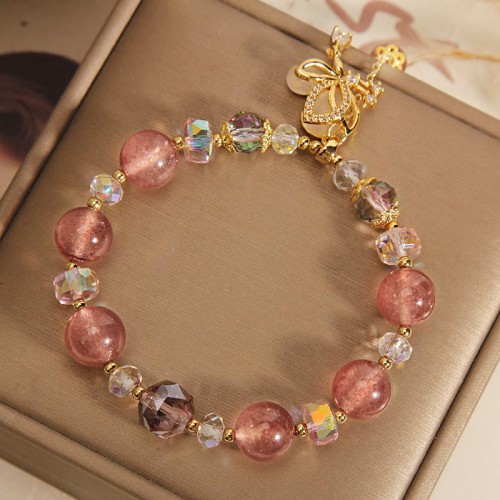 Strawberry Quartz Butterfly Charm Healing Bracelet Strawberry Quartz Butterfly Charm Healing Bracelet