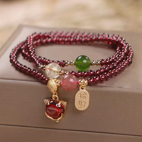Garnet Strawberry Quartz Koi Fish Bracelet Garnet Strawberry Quartz Koi Fish Bracelet