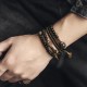 Rainbow Obsidian Ebony Wood Copper Multilayer Bracelet