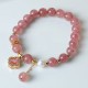 Strawberry Quartz Pearl Four Leaf Clover Bracelet