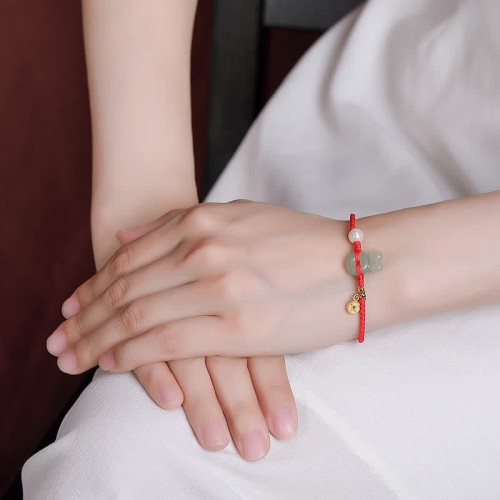 925 Silver Year of the Rabbit Hetian Jade Coin Wealth Bracelet