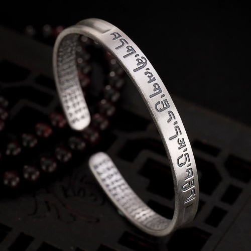 999 Sterling Silver Heart Sutra Protection Bracelet 999 Sterling Silver Heart Sutra Protection Bracelet