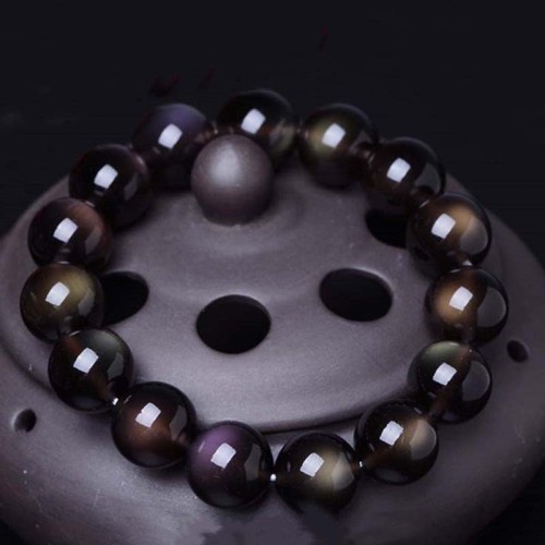 Natural Rainbow Obsidian Positive Bracelet Natural Rainbow Obsidian Positive Bracelet
