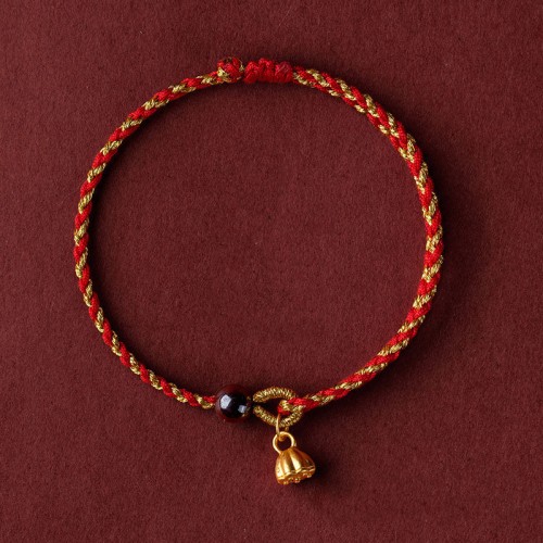Red Gold Rope Lotus Peace Bracelet Red Gold Rope Lotus Peace Bracelet
