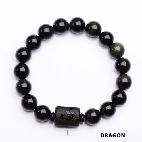 Black Obsidian Phoenix Dragon Bracelet