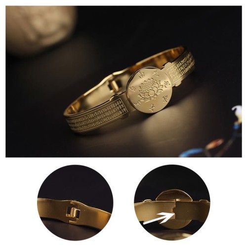 Yin Yang Lotus Om Mani Padme Hum Titanium Steel Bracelet Yin Yang Lotus Om Mani Padme Hum Titanium Steel Bracelet