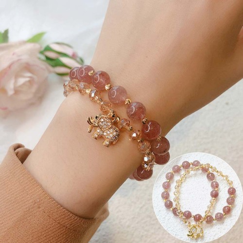 Rose Quartz Elephant Healing Charm Bracelet Rose Quartz Elephant Healing Charm Bracelet