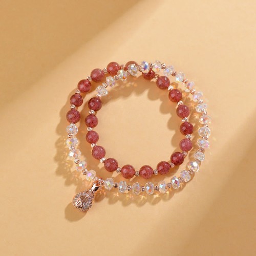 Strawberry Quartz Money Bag Positive Bracelet