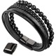 Lava Rock Black Onyx Leather Bracelet Lava Rock Black Onyx Leather Bracelet