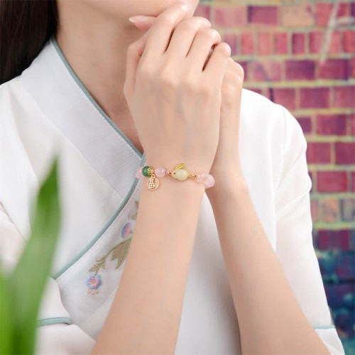 Year of the Rabbit Pink Crystal Bunny Love Bracelet Year of the Rabbit Pink Crystal Bunny Love Bracelet
