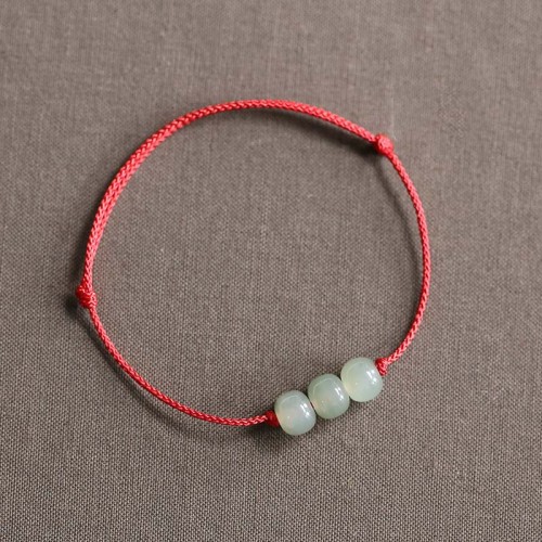 Three Beads Jade Luck String Bracelet Three Beads Jade Luck String Bracelet