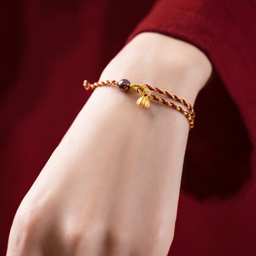 Red Gold Rope Lotus Peace Bracelet Red Gold Rope Lotus Peace Bracelet