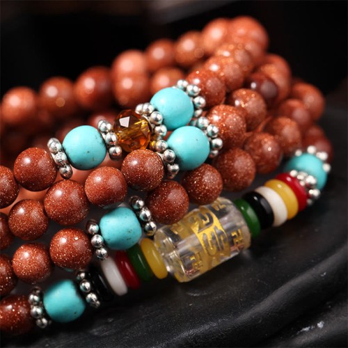 108 Beads Goldstone Om Mani Padme Hum Bracelet 108 Beads Goldstone Om Mani Padme Hum Bracelet