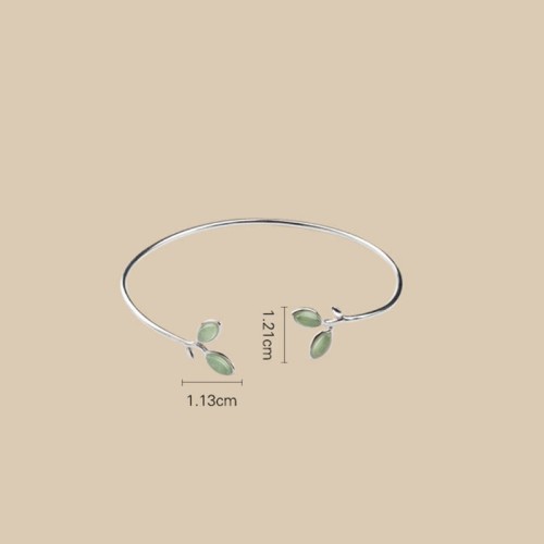 Leaf Pattern Cat Eye Support Cuff Bangle