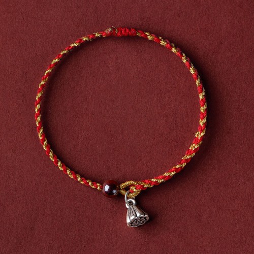 Red Gold Rope Lotus Peace Bracelet Red Gold Rope Lotus Peace Bracelet