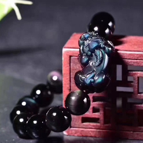 Feng Shui Pixiu Rainbow Obsidian Luck Bracelet