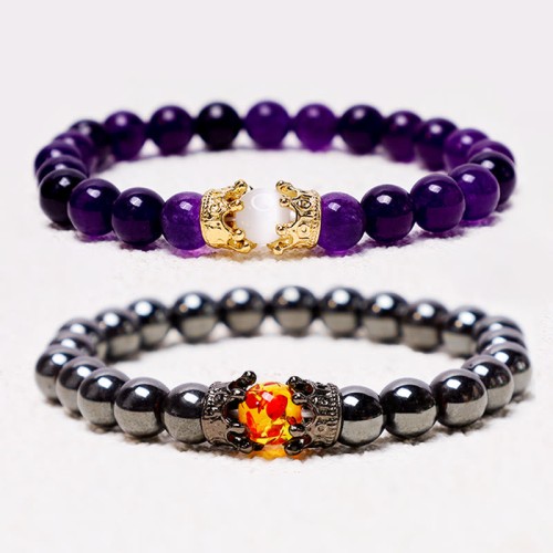 King & Queen Crown Healing Couple Bracelet King & Queen Crown Healing Couple Bracelet