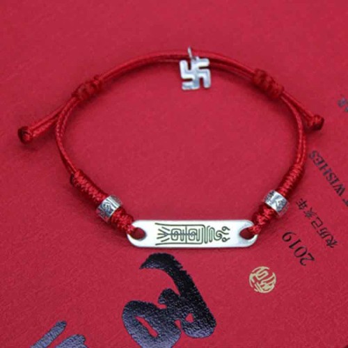 925 Sterling Silver Red String Luck Strength Bracelet
