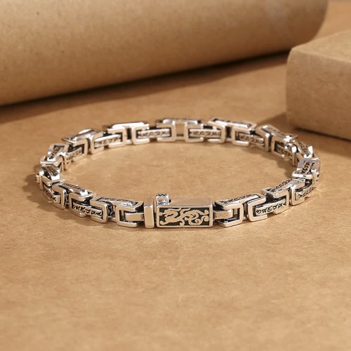 Dragon Om Mani Padme Hum Engraved Copper Bracelet