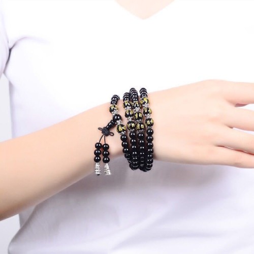 Black Obsidian Six True Words Protection Bracelet Black Obsidian Six True Words Protection Bracelet