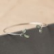 Leaf Pattern Cat Eye Support Cuff Bangle