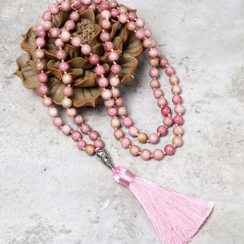 108 Mala Rhodonite Yoga Meditation Bracelet 108 Mala Rhodonite Yoga Meditation Bracelet