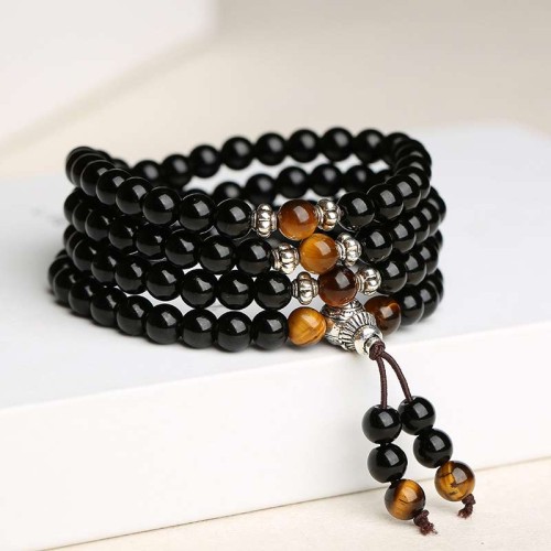 Black Obsidian Tiger Eye Blessing Bracelet Black Obsidian Tiger Eye Blessing Bracelet