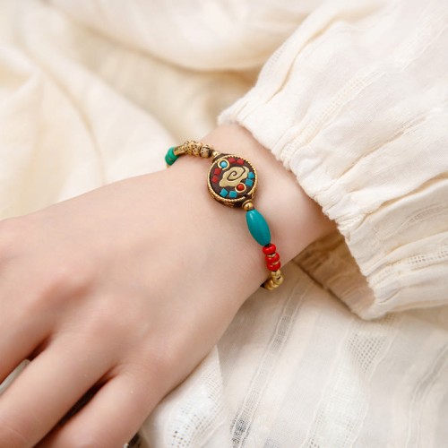 Tibetan Turquoise Om Mani Padme Hum Protection Bracelet