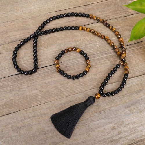 Black Onyx Tiger Eye Protection Necklace Set Black Onyx Tiger Eye Protection Necklace Set