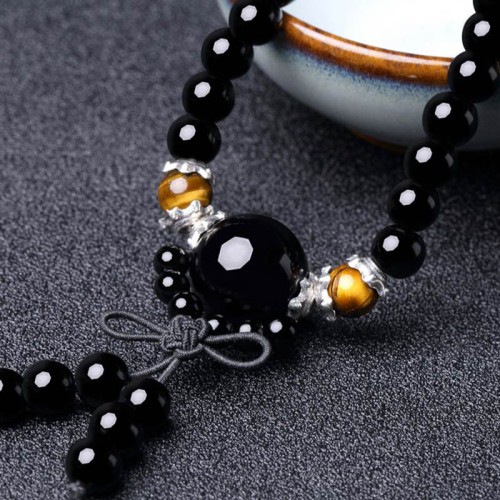 108 Beads Black Obsidian Tiger Eye Mala Bracelet 108 Beads Black Obsidian Tiger Eye Mala Bracelet