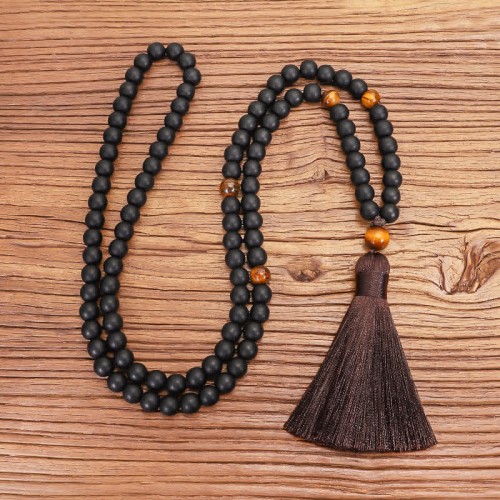 108 Beads Frosted Stone Tiger Eye Balance Necklace 108 Beads Frosted Stone Tiger Eye Balance Necklace