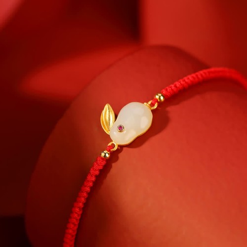 925 Silver Rabbit Hetian White Jade Luck Bracelet 925 Silver Rabbit Hetian White Jade Luck Bracelet