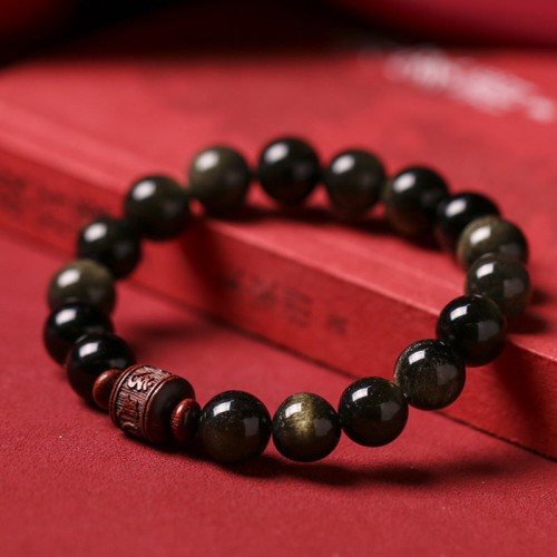 Gold Sheen Obsidian Om Mani Padme Hum Bracelet Gold Sheen Obsidian Om Mani Padme Hum Bracelet