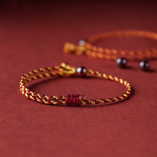 Red Gold Rope Lotus Peace Bracelet Red Gold Rope Lotus Peace Bracelet
