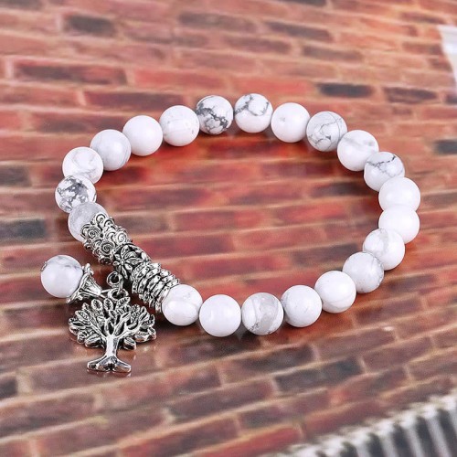 Natural Gemstone Tree of Life Lucky Charm Bracelet
