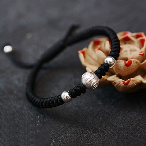 999 Sterling Silver Om Mani Padme Hum Strength Bracelet